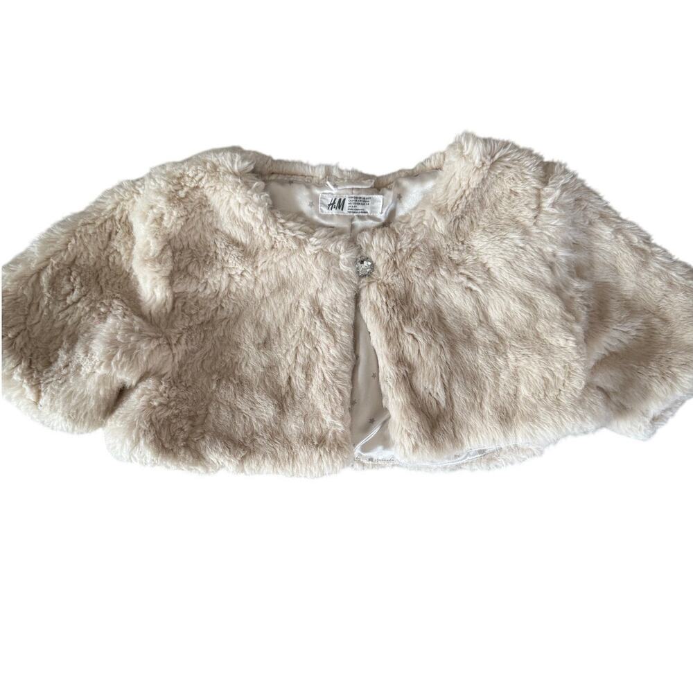 H&M white fur sweater size 6-7